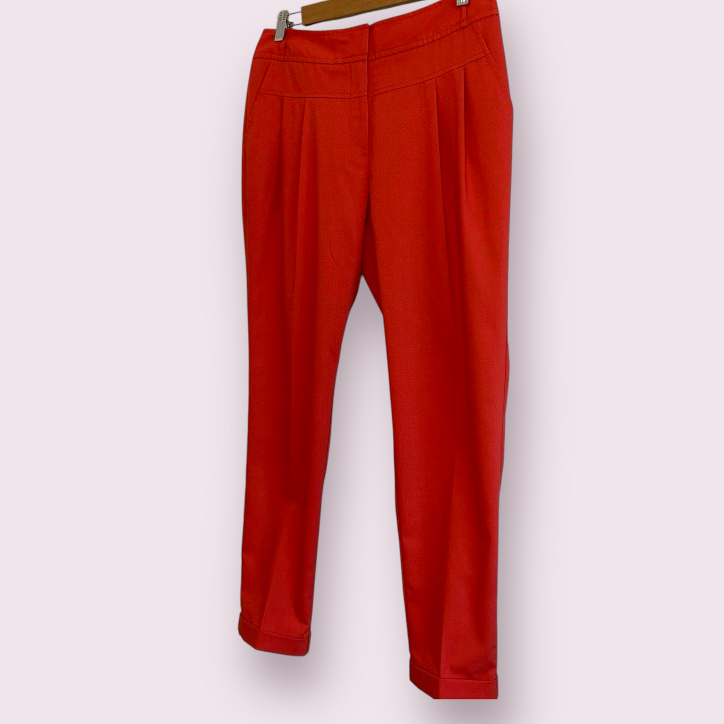 Next Size 10 UK Coral Pleated Front Turn Up Ankle Trousers