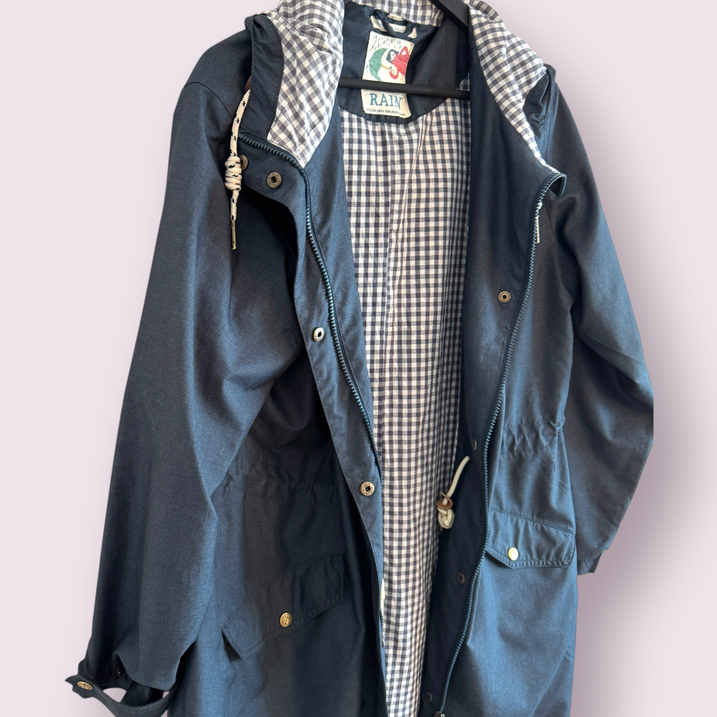 Seasalt Dark Blue Size 14 UK Waterproof Hooded Rain Jacket Coat