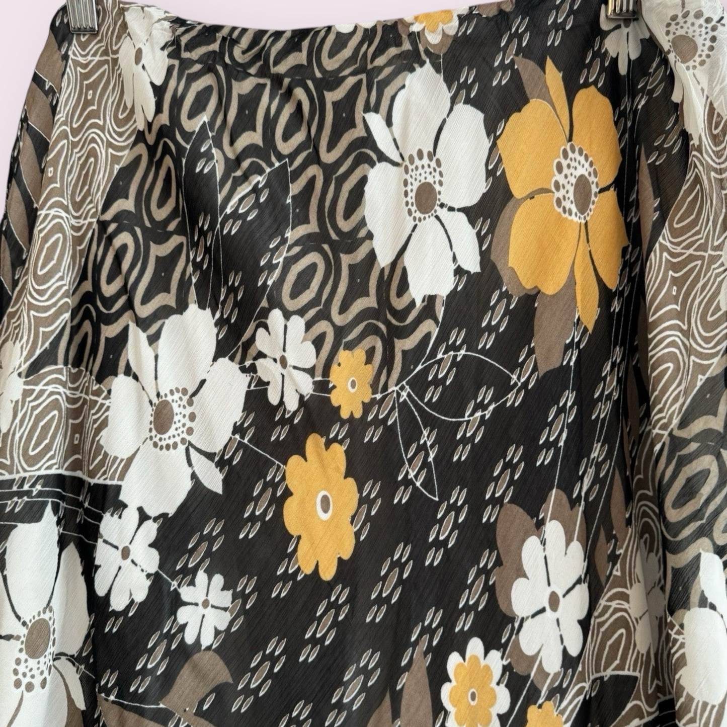 Heather Valley Size 18 UK Brown Floral Flare Midi Lined Skirt