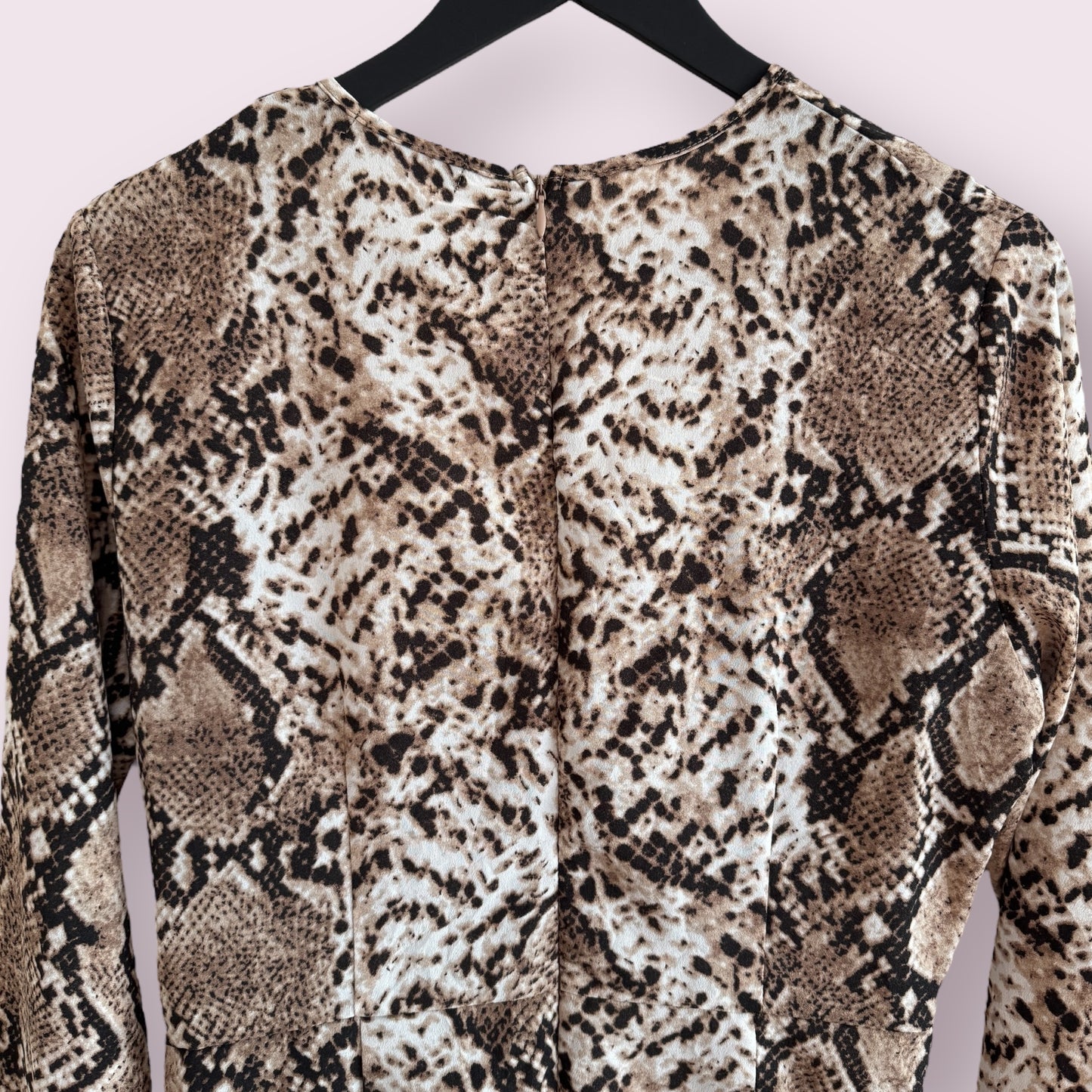 I Saw It First Animal Print Size 12 UK Long Sleeve Faux Wrap Dress