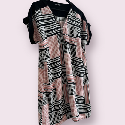 Select Size 16 UK Multi Short Sleeve Short Zip Accent T-Shirt Dress