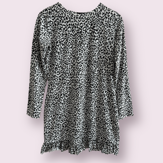 PrettyLittleThing Black Mix Animal Print Size 18 UK Long Sleeve Short Dress Top