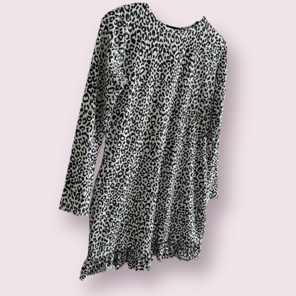 PrettyLittleThing Black Mix Animal Print Size 18 UK Long Sleeve Short Dress Top