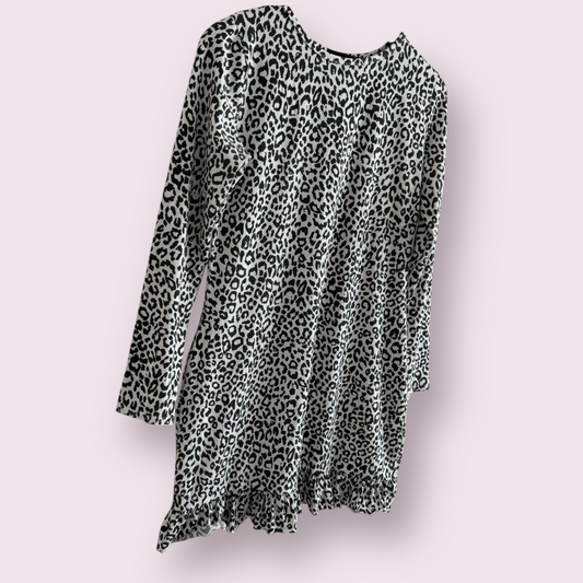 PrettyLittleThing Black Mix Animal Print Size 18 UK Long Sleeve Short Dress Top