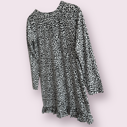 PrettyLittleThing Black Mix Animal Print Size 18 UK Long Sleeve Short Dress Top