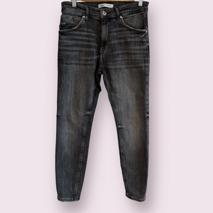 Zara Charcoal Grey Size 10-12 UK Slim Tapered Washed Jeans