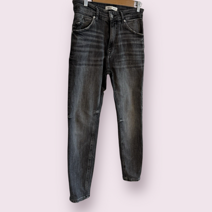 Zara Charcoal Grey Size 10-12 UK Slim Tapered Washed Jeans