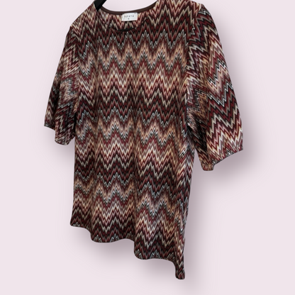 Papaya Multi Chevron Size 16 UK Short Sleeve Top Casual