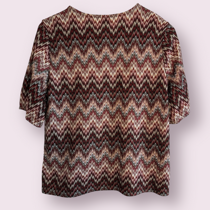 Papaya Multi Chevron Size 16 UK Short Sleeve Top Casual
