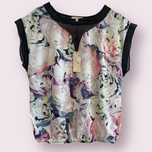 NEW Papaya Multi Floral Size 14 UK Sleeveless Abstract Top