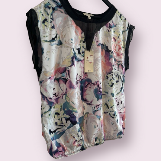 NEW Papaya Multi Floral Size 14 UK Sleeveless Abstract Top