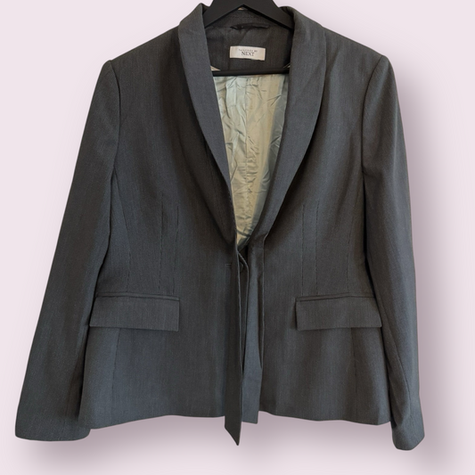 Next Grey Smart Size 18 UK Long Sleeve Lined Jacket Tailored