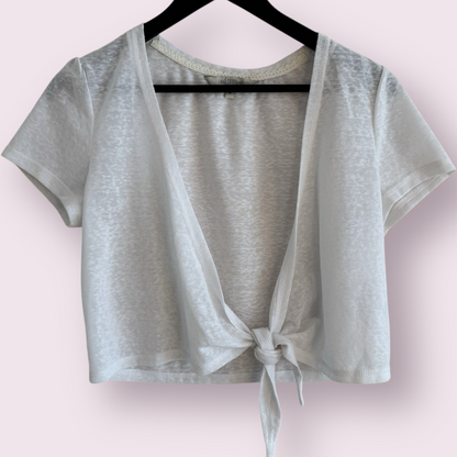 Debenhams Soft White Size 14 UK Short Sleeve Tie Front Shrug Bolero