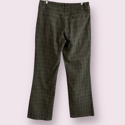 Marks & Spencer Per Una Khaki Green Size 14 Long UK Trousers Check Flare
