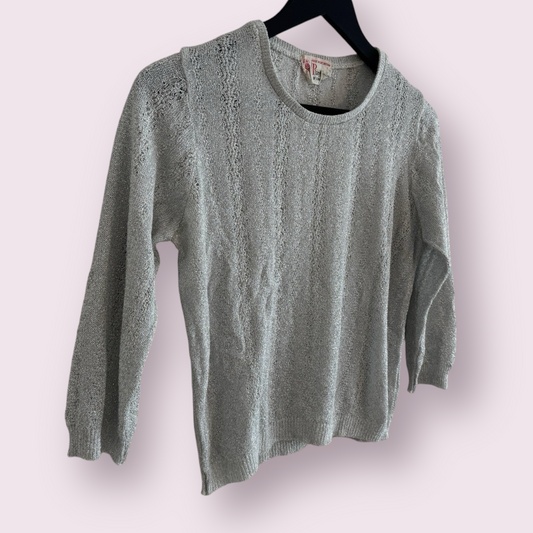Playfair Of London Silver Glitter Size 10 UK 3/4 Sleeve Jumper Top