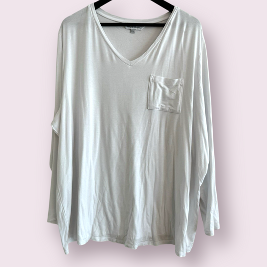 Capsule Size 28 UK White Long Sleeve V Neck Everyday Top With Pocket
