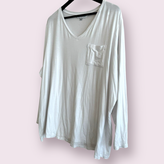 Capsule Size 28 UK White Long Sleeve V Neck Everyday Top With Pocket