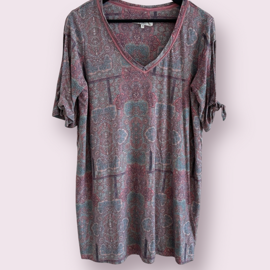 Next Muted Multi Geometric Size 18 UK Cold Sleeve Everyday Summer Dress