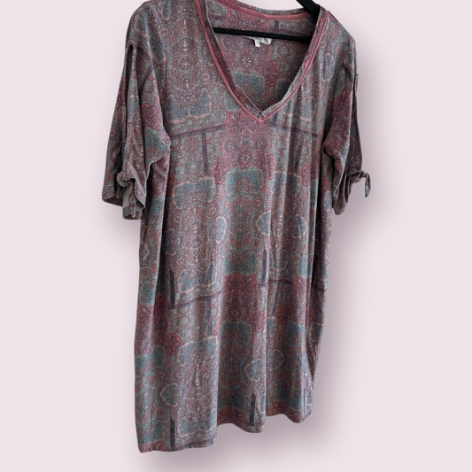 Next Muted Multi Geometric Size 18 UK Cold Sleeve Everyday Summer Dress
