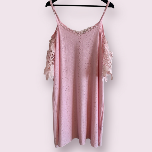 Shein Powder Pink Size 20-22 UK / 3XL Cold Shoulders Openwork Dress