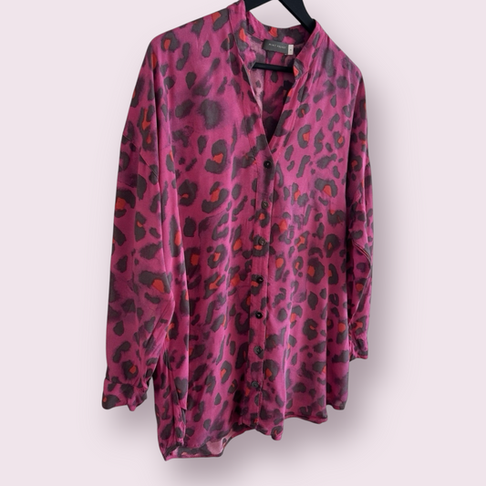Mint Velvet Pink Animal Print Size 12-14 UK Relaxed Long Sleeve Blouse