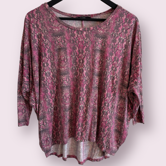 George Pink Snake Print Size 10 UK Relaxed Half Sleeve Top