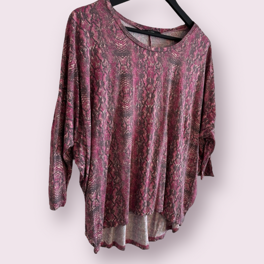 George Pink Snake Print Size 10 UK Relaxed Half Sleeve Top