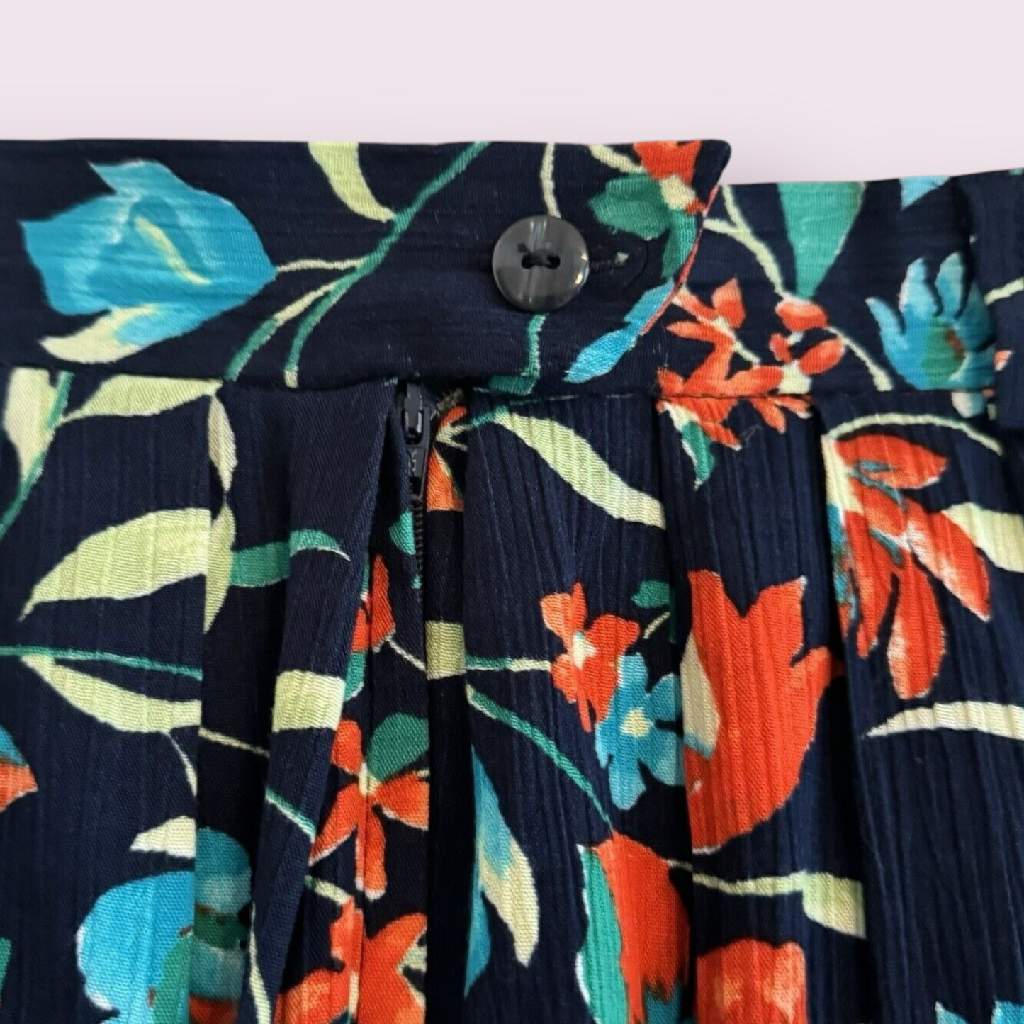 C&A Canda Size 10 UK Pretty Blue Floral Button Down Lined Knee Length Skirt