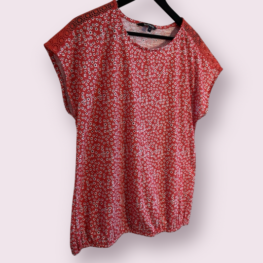 Bonmarche Red Floral Size 18 UK Short Sleeve Spring Ready Top