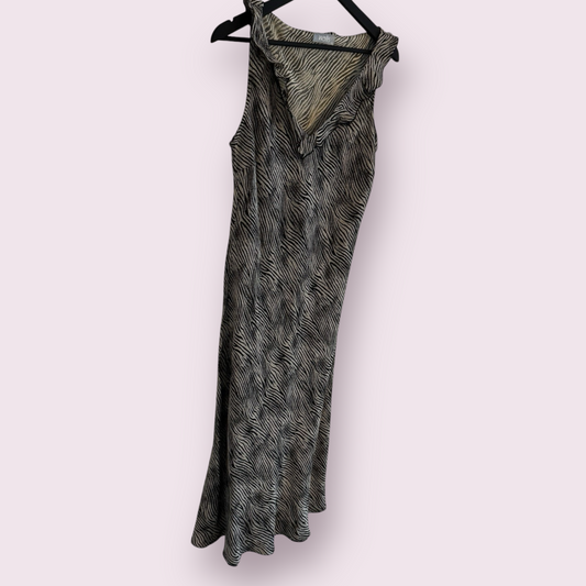 Wallis Black Mix Print Size 16 UK Sleeveless Midi Dress Spring Summer Ready