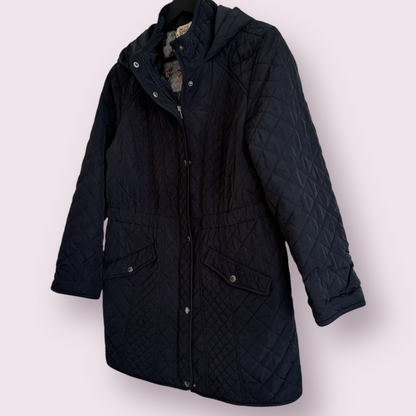 Arabella Addison Size 12-14 UK Blue Quilted Long Sleeved Hooded Jacket With Pockets