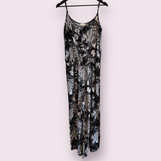 Papaya Black Muted Floral Size 12 UK Sleeveless Jumpsuit Spring Summer Ready