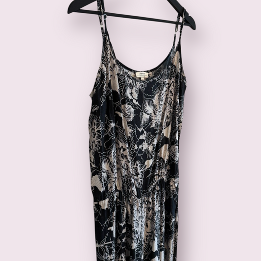 Papaya Black Muted Floral Size 12 UK Sleeveless Jumpsuit Spring Summer Ready