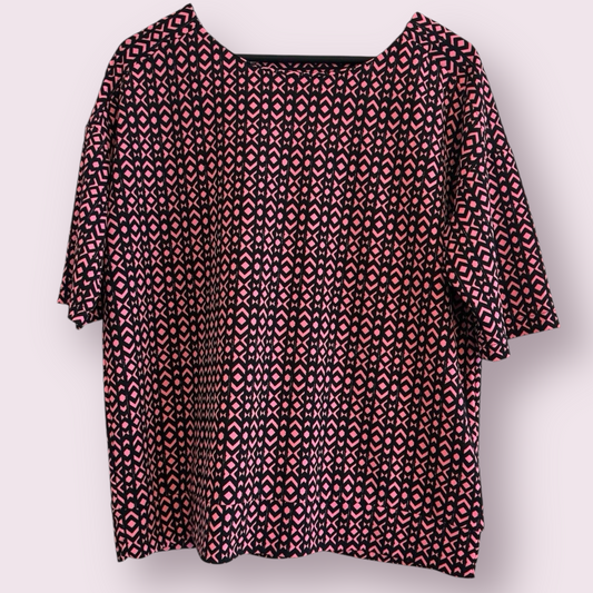 Next Size 14 UK Pink Geometric Short Sleeve Cut Out Back Top
