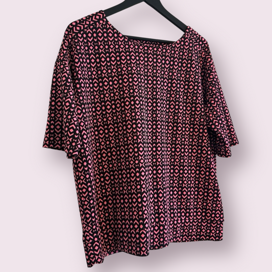 Next Size 14 UK Pink Geometric Short Sleeve Cut Out Back Top