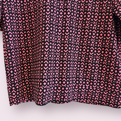 Next Size 14 UK Pink Geometric Short Sleeve Cut Out Back Top