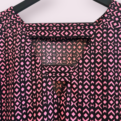 Next Size 14 UK Pink Geometric Short Sleeve Cut Out Back Top