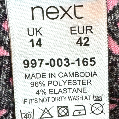 Next Size 14 UK Pink Geometric Short Sleeve Cut Out Back Top