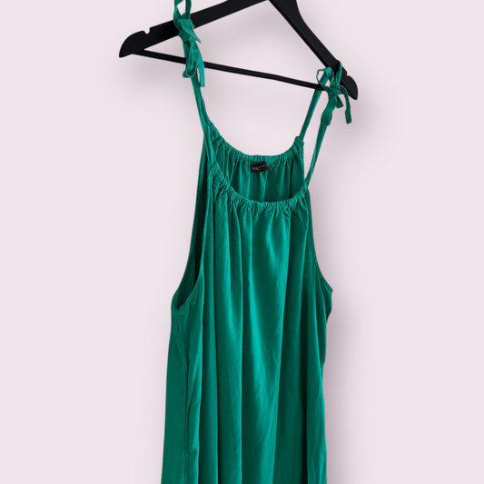 Marks & Spencer Spearmint Green Size 16 UK Sleeveless Tiered Midi Dress Linen Blend