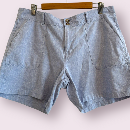 F&F Size 16 UK Light Blue Linen Blend Shorts With Pockets