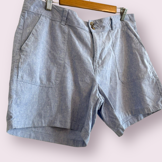 F&F Size 16 UK Light Blue Linen Blend Shorts With Pockets
