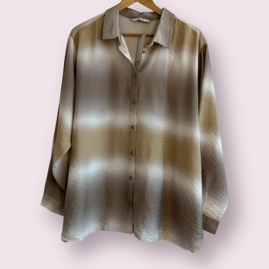 New TU Size 20 UK Multicoloured Ombré Long Sleeve Oversized Collared Blouse