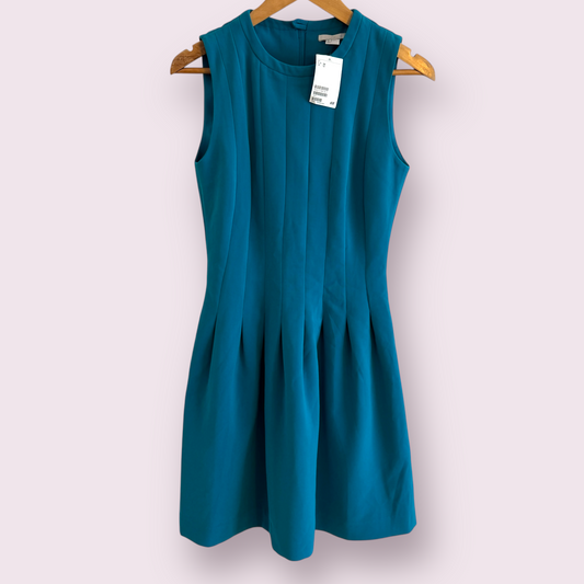 New H&M Turquoise Blue Size 12 UK Sleeveless Fit Flare Knee Length Dress
