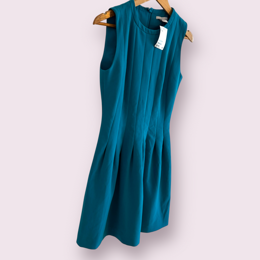 New H&M Turquoise Blue Size 12 UK Sleeveless Fit Flare Knee Length Dress