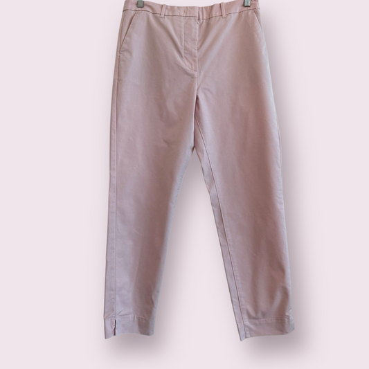 Marks & Spencer Size 10 UK Dusted Pink Straight Leg Trousers With Side Slits Pockets