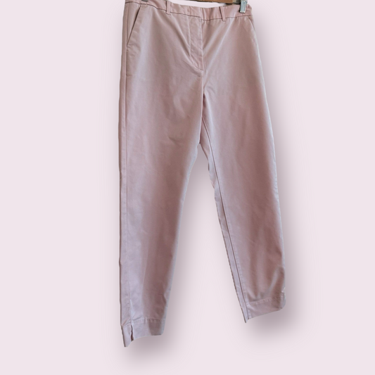 Marks & Spencer Size 10 UK Dusted Pink Straight Leg Trousers With Side Slits Pockets