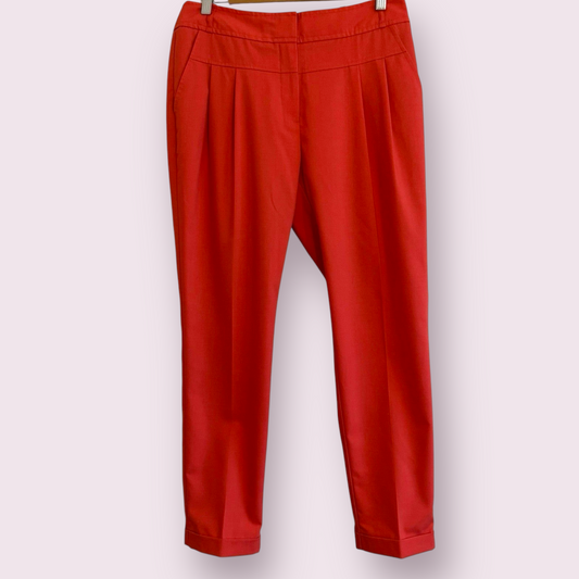 Next Size 10 UK Coral Pleated Front Turn Up Ankle Trousers