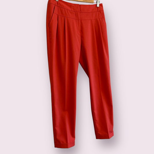 Next Size 10 UK Coral Pleated Front Turn Up Ankle Trousers