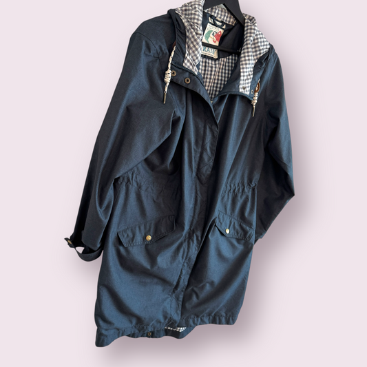 Seasalt Dark Blue Size 14 UK Waterproof Hooded Rain Jacket Coat