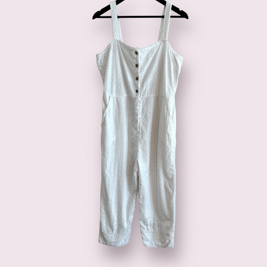 Whistles Soft White Size 14 UK Crop Sleeveless Spring Summer Jumpsuit